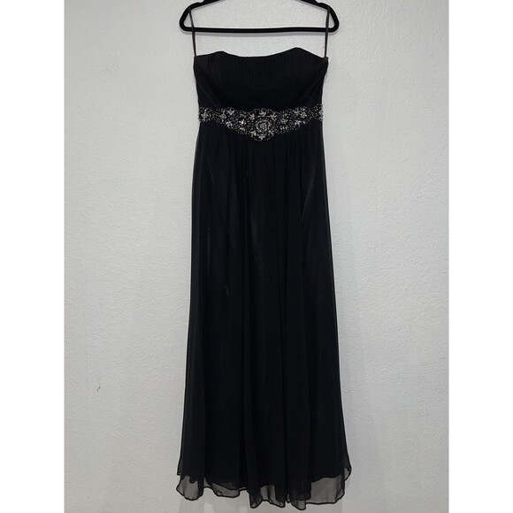 May Queen Couture Black Formal Long Dress 10 Strapless Prom Party Wedding Guest - Picture 3 of 16